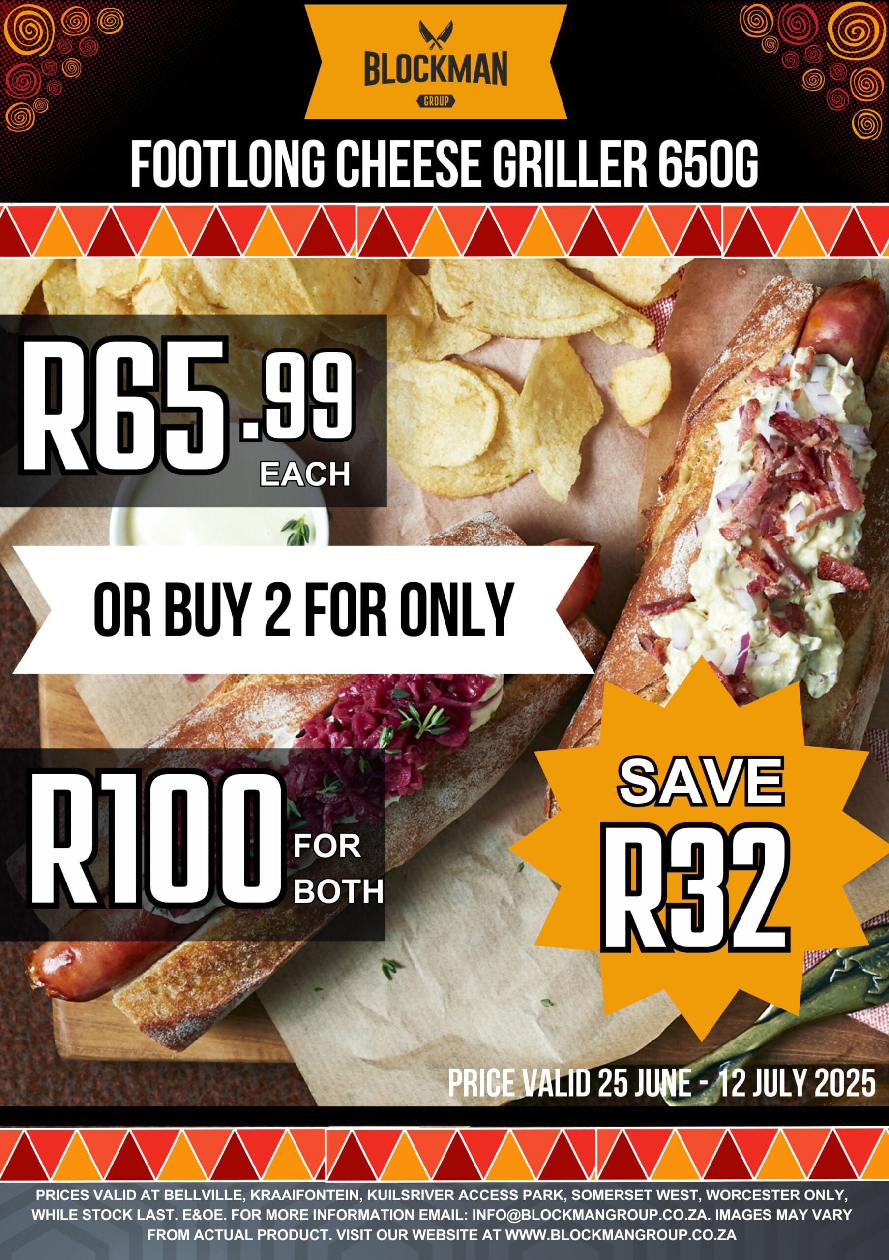 BLOCKMAN - FOOTLONG CHEESE GRILLER 650G - VALID 25 JUNE - 12 JULY 2025